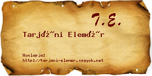 Tarjáni Elemér névjegykártya